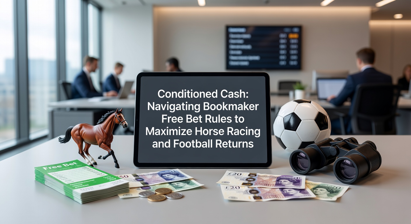 Visual breakdown of free bet conversion process showing wagering paths from horse racing selections to football accumulators