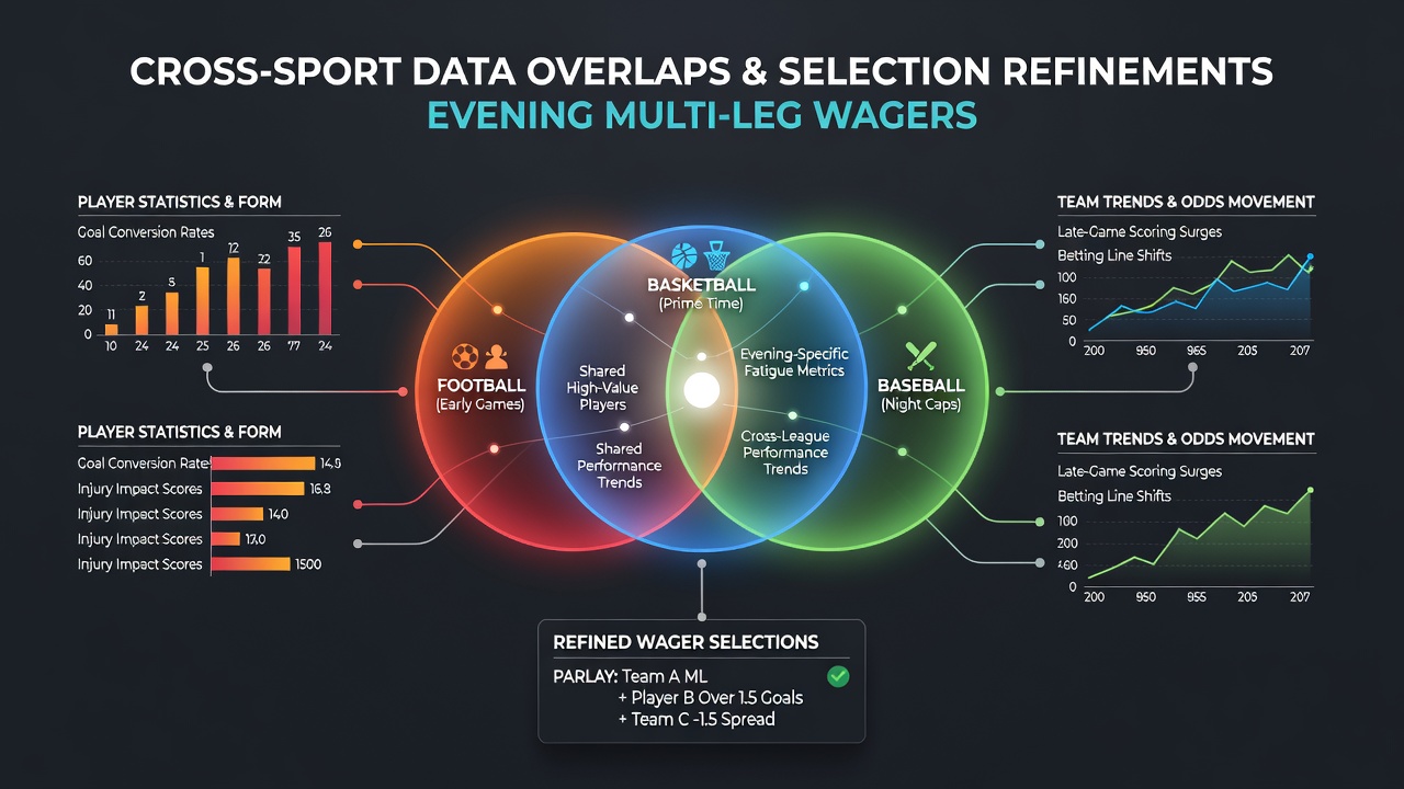 Cross-sport data visualization showing overlaps between tennis, football, and racing metrics for evening wagers