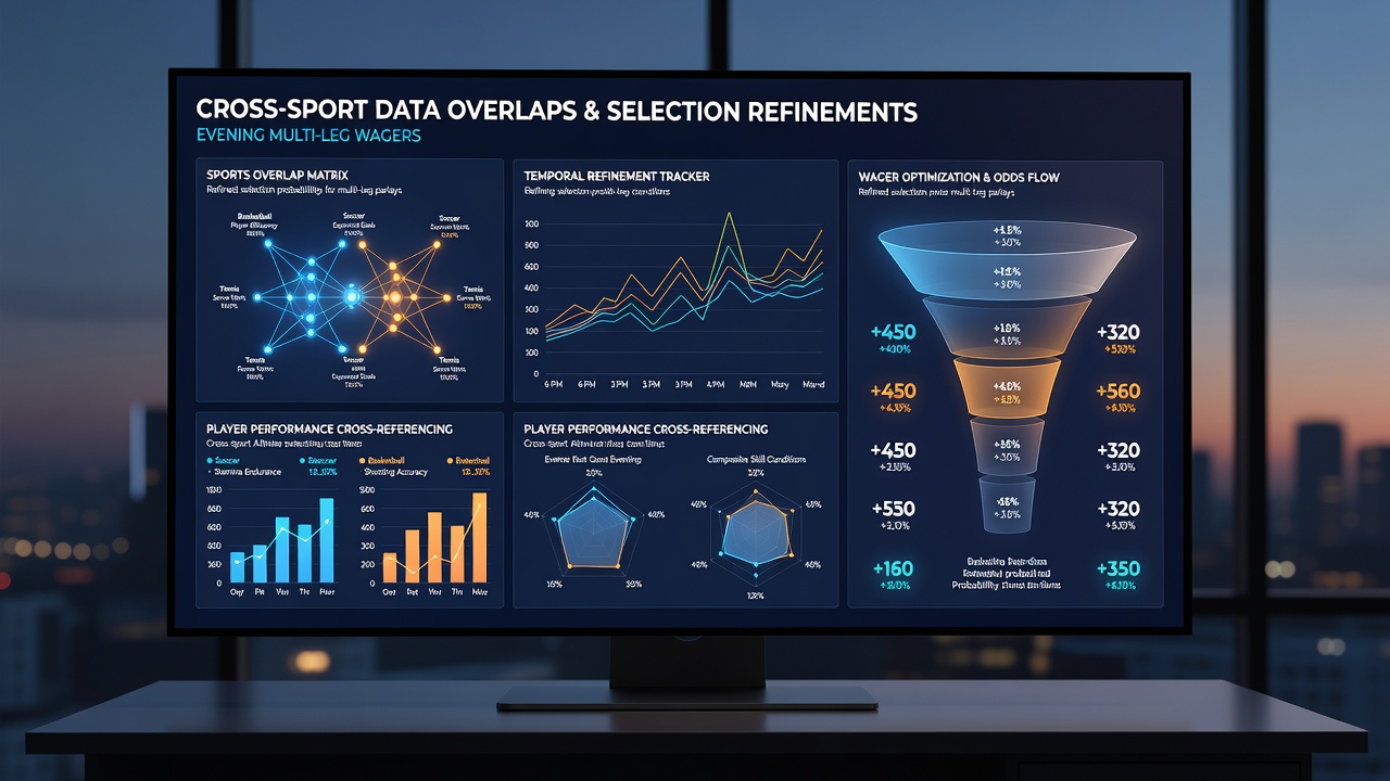Evening betting interface displaying multi-leg wager selections refined by cross-sport data patterns