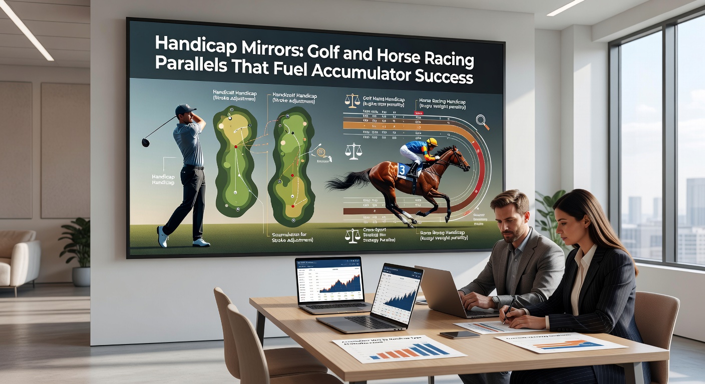 Close-up of a golf scorecard next to a horse racing handicap form sheet, highlighting parallel betting opportunities