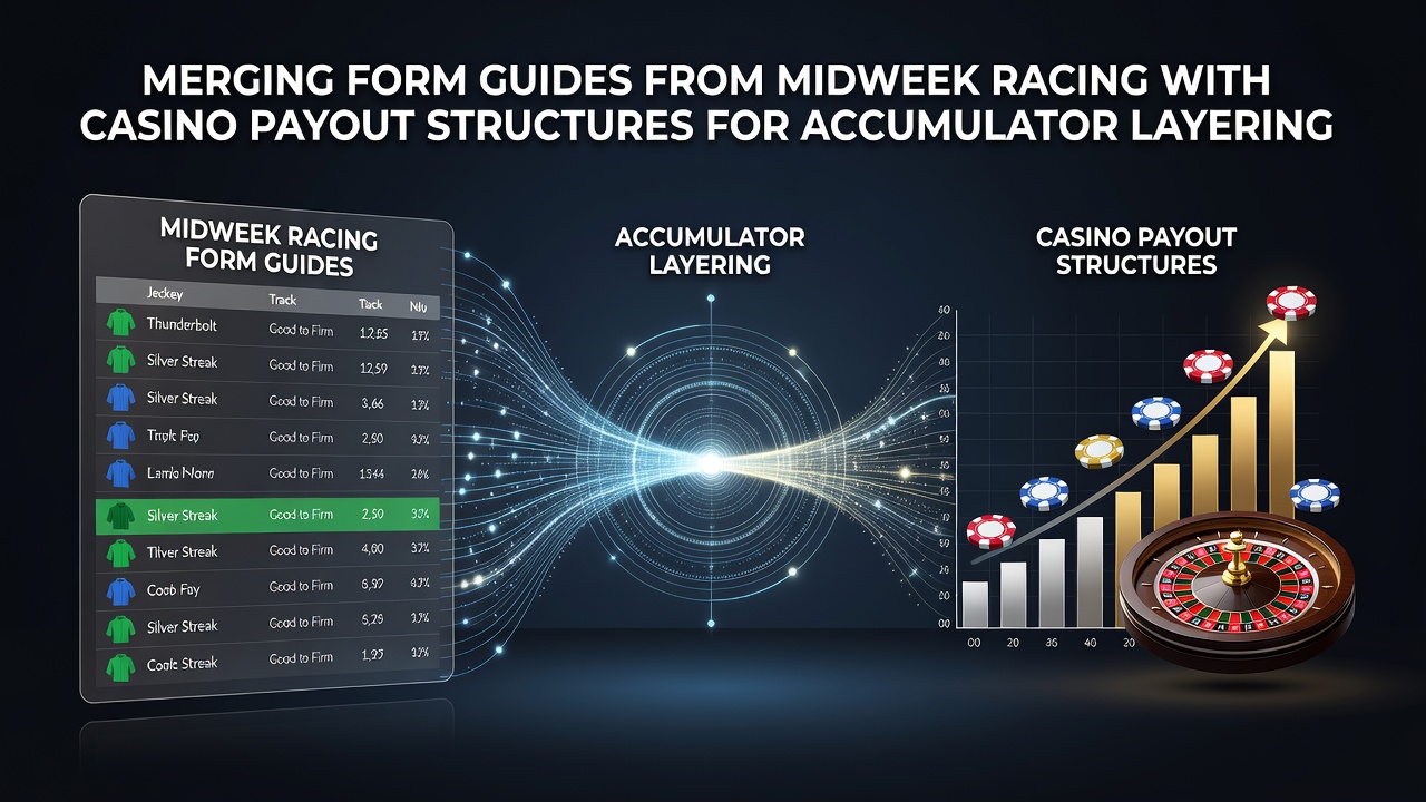 Midweek horse racing form guides displayed alongside casino payout tables and accumulator betting interfaces