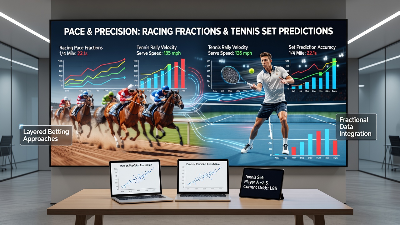 Analysis of horse racing fractions displayed alongside tennis court metrics for betting strategy development