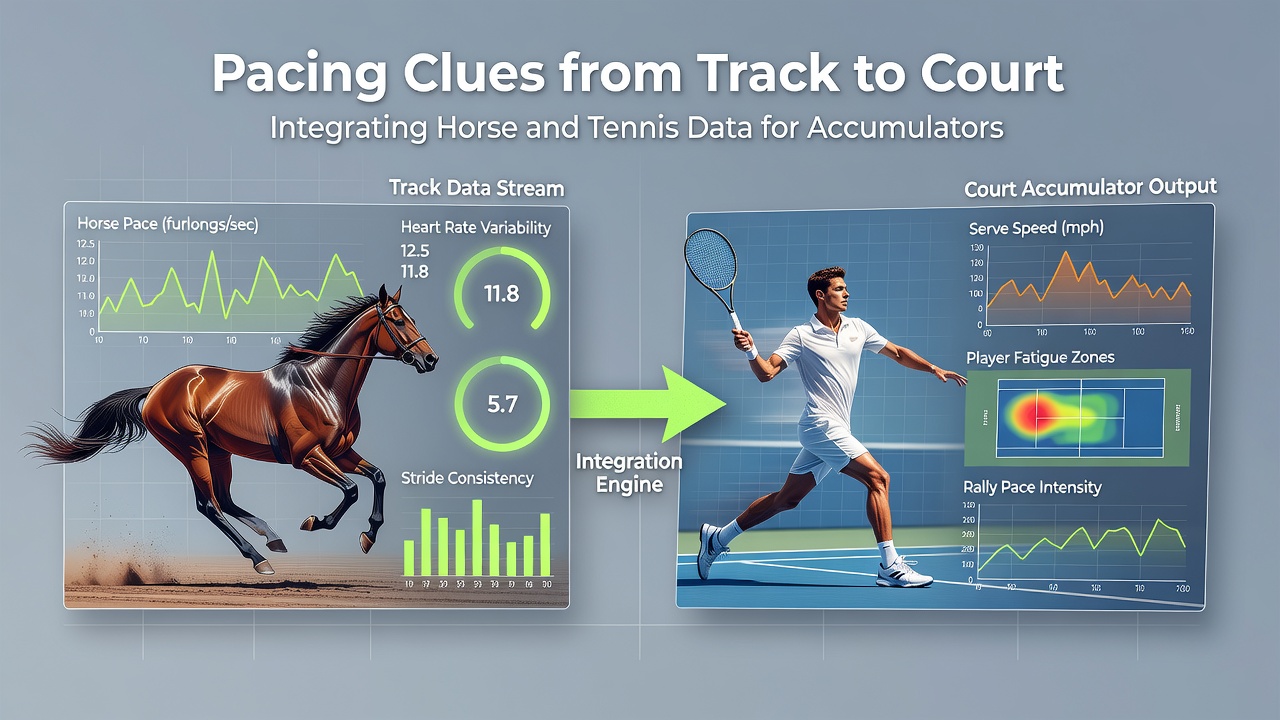 Integrated data dashboard displaying horse sectional times and tennis rally metrics used in accumulator models